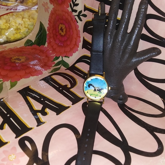 Skunk Watch With Genuine Black Leather Band.